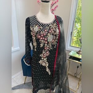 Elegant Black Embroidered Dress